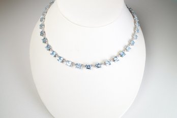 Natural Aquamarine & Diamond Necklace 19.08ctw, 18k White Gold 29.2 Grams Gemstone Diamonds Jewelry
