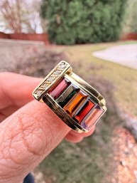 18k Yellow Gold, Tourmaline & Diamond Ring 1.90ctw, 11.3 Grams Jewelry Gemstone Diamonds