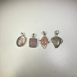 (4) Sterling Silver 925 Quartz Pendants