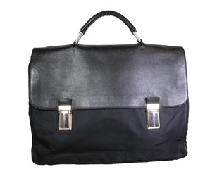 Prada Tessuto Nylon Briefcase Leather Black