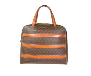 Celine  Macadam Vintage Bowler Bag Gold-Tine Hardware Top Handle Purse