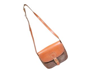 Celine Triomphe Leather Handbag Brown Vintage Purse Gold-Tone Hardware