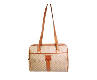 Celine Vintage Purse Macadam Coated Canvas Triomphe Satchel Tote Handbag