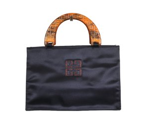 Givenchy Vintage  4G Logo Top Handle Bag Tortoiseshell Handles Black Purse