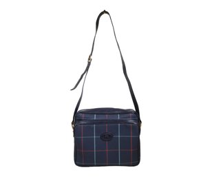 Burberrys Vintage Navy Blue Plaid Crossbody Shoulder Bag Purse