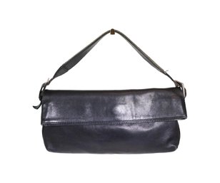 Dolce And Gabbana Black Leather Handbag Rhinestone Strap Purse