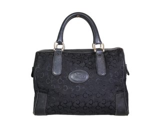 Celine Macadam Canvas Boston Bag Black Handle Bag Purse