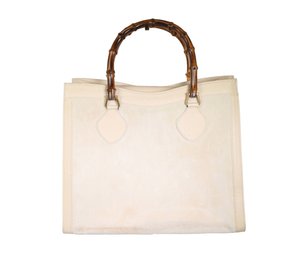 Gucci  Bamboo Diana Vintage Handbag Cream Suede Purse