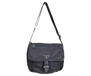 Prada Tessuto Triangle Logo Plate Nylon Shoulder Bag Purse