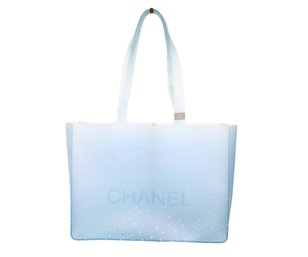 Chanel Logo Jelly Tote Slate Frosted Leather Handbag Vintage Purse