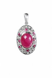 Platinum, Natural Ruby & Diamond Pendant 5.07ctw, 5.53 Grams Jewelry Gemstone Diamonds