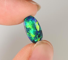 Natural Australian Black Opal Loose Gemstone Jewelry, 1.69ctw, 11.5mm X 6mm X 3mm
