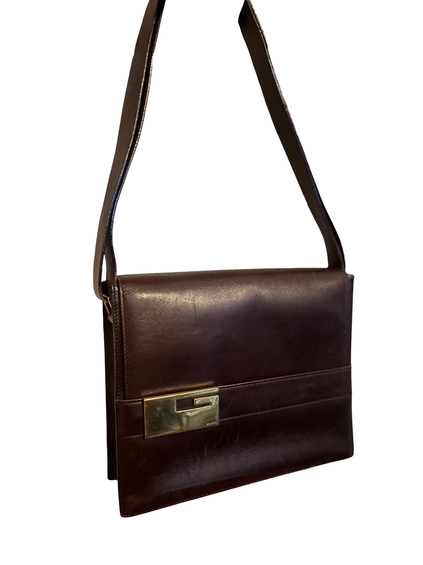 GUCCI Shoulder Bag Purse Handbag Leather Brown 001 1998 1912