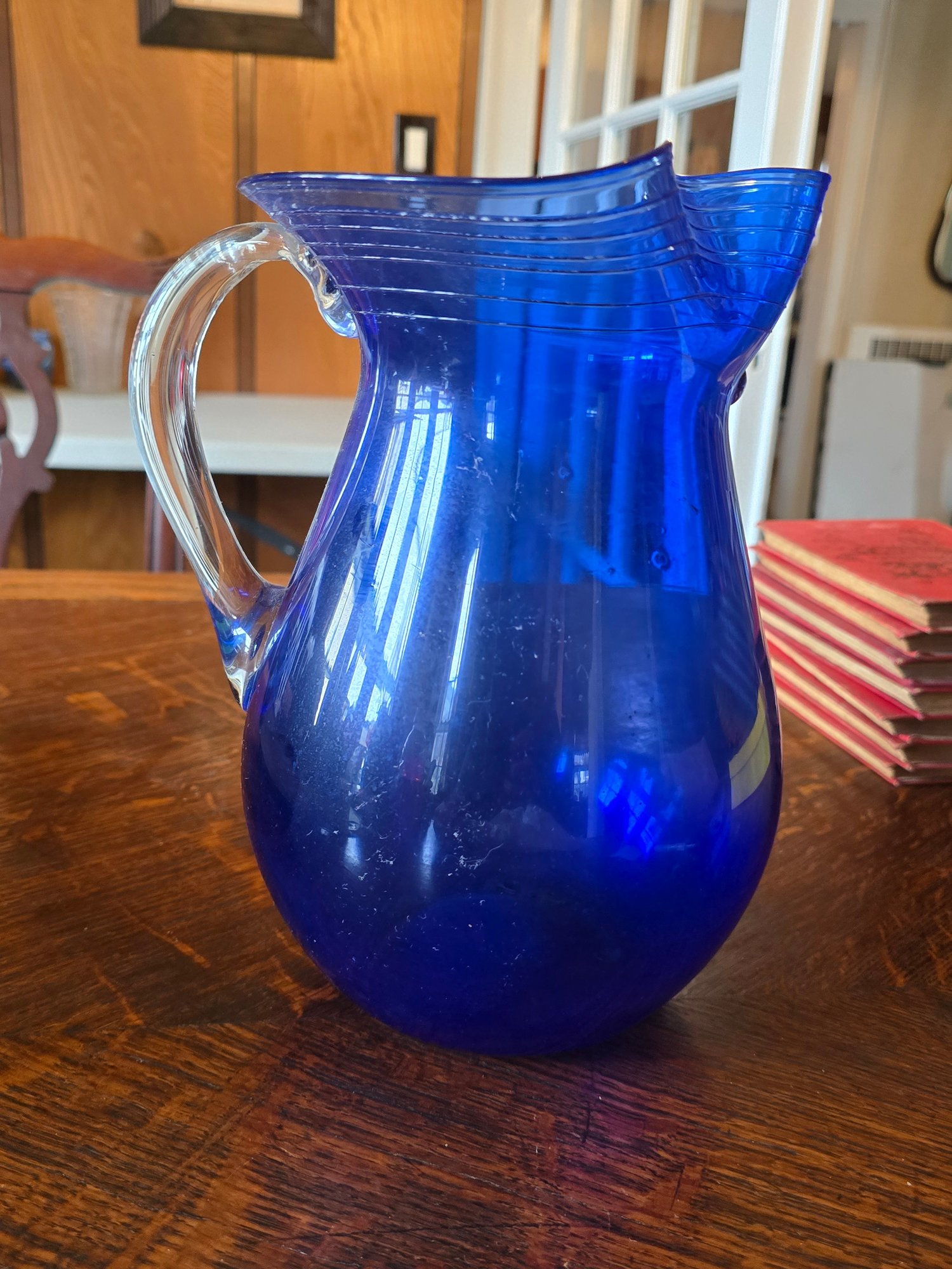 Cobalt Blue Hand Blown Pitcher-Beautiful Color #79208 | Auctionninja.com