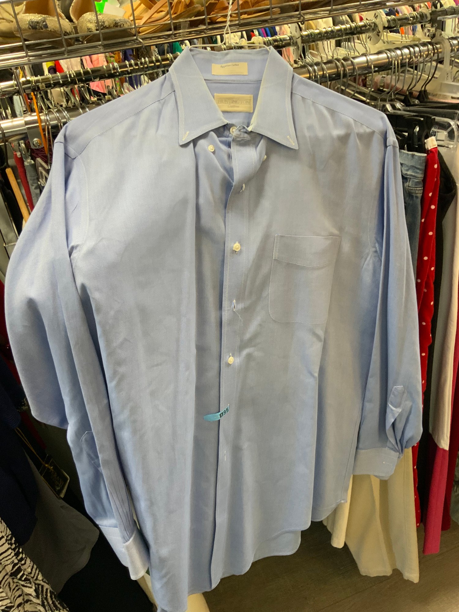 huntington dress shirts Deadstock HUNTINGTON White Pinpoint Oxford Cloth Dress Shirt | 17 - 36 | Made in USA