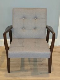 Noble House Brayden Club Chair Featuring A Grey Fabric Upholstery And A Dark Espresso Wood Frame