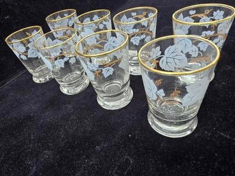 Set Of 8 Vintage Libbey Ivy Bower Juice Glasses