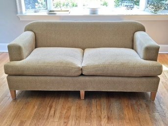 A Two-cushion Fabric Sofa In A Warm Khaki Color
