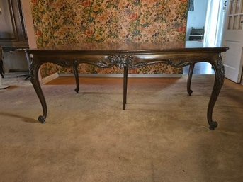 Vintage French Provincial Walnut Dining Table Carved Cabriole Legs Ornate