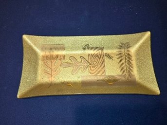Vintage Mid-century Modern Gold Leaf Glass Serving Tray
