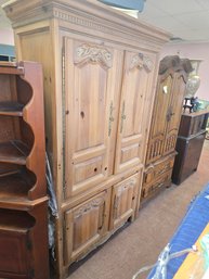 Vintage Style Wooden Armoire With Lower Cabinet Storage