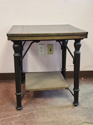Vintage Rustic Style Wooden End Table With Lower Shelf