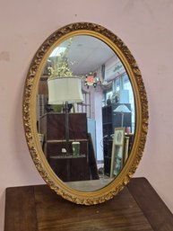 Gold Gilded Ornate Wooden Ovular Wall Hanging Mirror