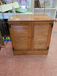 MCM Vintage Wooden Shutter Door Storage Cabinet