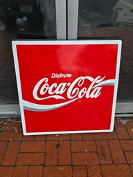 Vintage Spanish Disfrute Coca-cola Advertising Sign, Metal/enamel