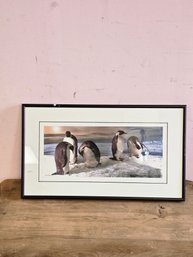 Wood Framed Photo Print Of Penguins By Kevin Connors