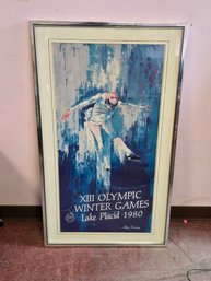 Metal Framed Vintage XIII Olympic Winter Games, Lake Placid 1980 Poster Print, Signed