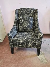 Ethan Allen Black And White Floral Club Chair