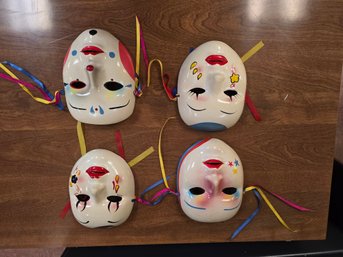 Lot Of 4 Handpainted Ceramic Masks