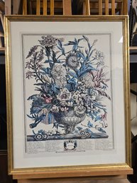 Gold Gilded Wood Frame Floral Print 'autumn'