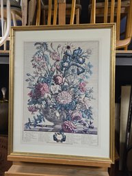 Gold Gilded Wood Framed Floral Print 'summer'