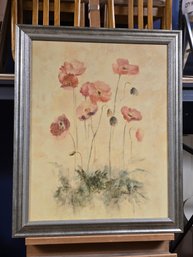 Wood Framed 'sunshine Poppies' Watercolor Art By Cherri Blum