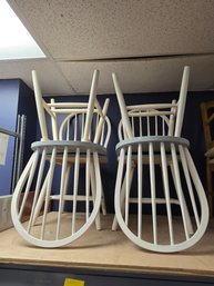 Lot Of 4 White/Baby Blue Wooden Kitchen Table Chairs