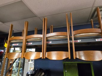 Set Of 4 Wooden Dining Chairs With Colorful Design Seating