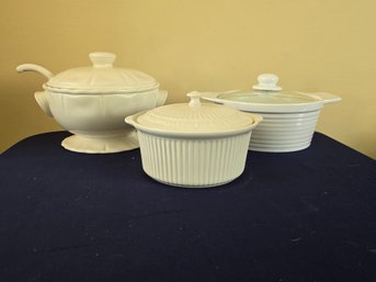 Lot Of 3 White Stoneware From The Italian Countryside Pattern By Mikasa
