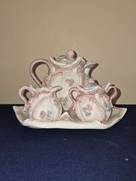 Set Of 4 Pcs, Decorative Ceramic Tea Set