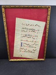 Antique Antiphonal Leaf, Likely From A Large Choir Book Created In The 16th Or 17th Century.