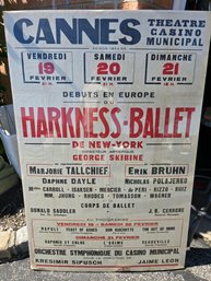 Vintage Poster For A Harkness Ballet Performance At The Cannes Theatre Casino Municipal