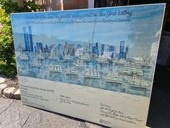 Vintage 1976 Poster Titled 'Witness Operation Sail,' Designed By Artist Letizia Pitigliani. Signed By Artist
