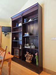 Dark Wood Bookcase With 4-tier Each Side