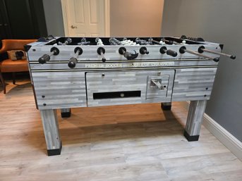 Imperial 'Premier Soccer' Foosball Table Features A Grey Wood-grain Finish And Double-chromed Solid Rods.