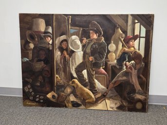 Oil Painting On Canvas Titled And Signed By British Figurative Artist Barry Leighton-jones, With COA