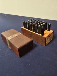 Vintage Millers Falls Machine Made Steel Letters Punch Stamp Set Wood Box