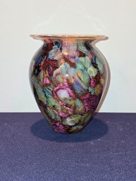 Hand-blown Art Glass Vase Created By The Renowned American Glass Artist Robert Eickholt, Signed