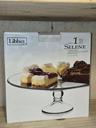 New In Box Libbey Selene Glass Footed Server