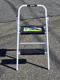 Easy-Reach Skinny Mini 2-Step Stool Steel Folding Ladder White